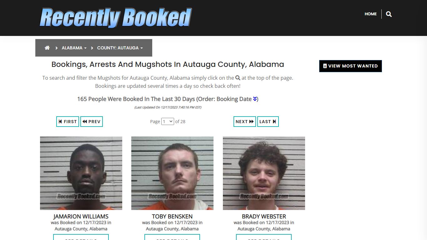 Bookings, Arrests and Mugshots in Autauga County, Alabama - Recently Booked